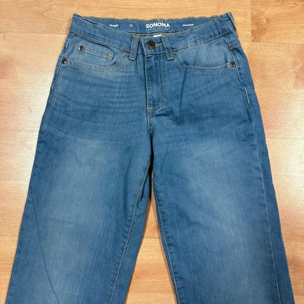 Sonoma Boys Medium Wash Straight Leg Flexwear Jeans Size 12